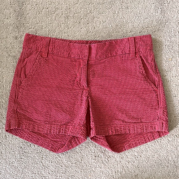 J. Crew Pants - J. Crew pink & navy seersucker shorts, size 0.